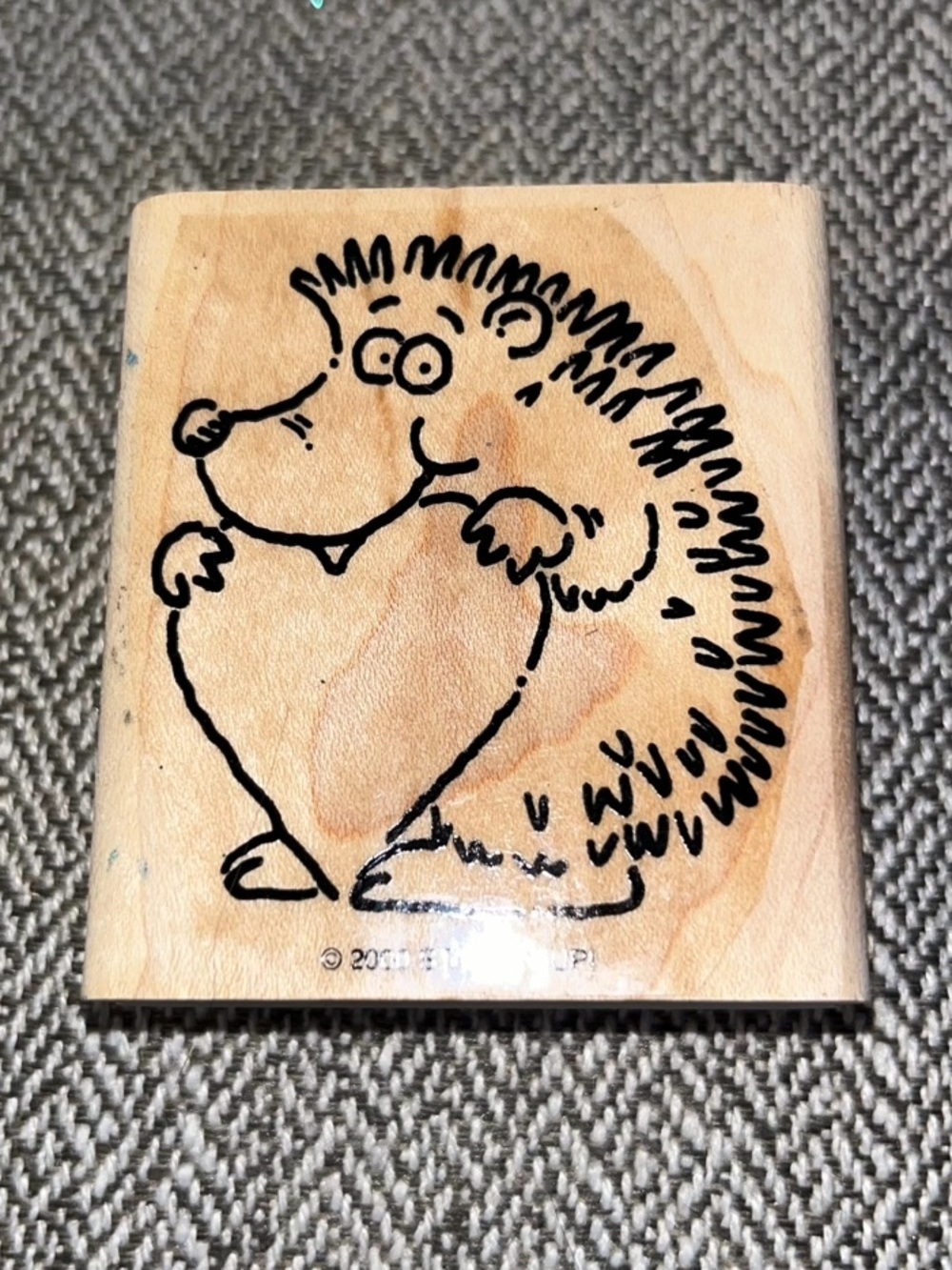 vintage Stampin' Up! "Hedgehog Happiness" wood-mounted rubber stamp RARE HTF